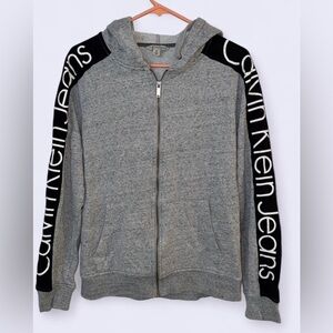Calvin Klein Jeans Zip-Up Sweater in Gray and Black